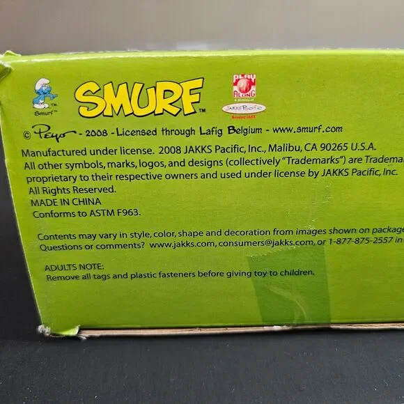 NIB Smurfette Mushroom House Articulated Playset 6 pc Jakks Pacific 2008 Smurfs